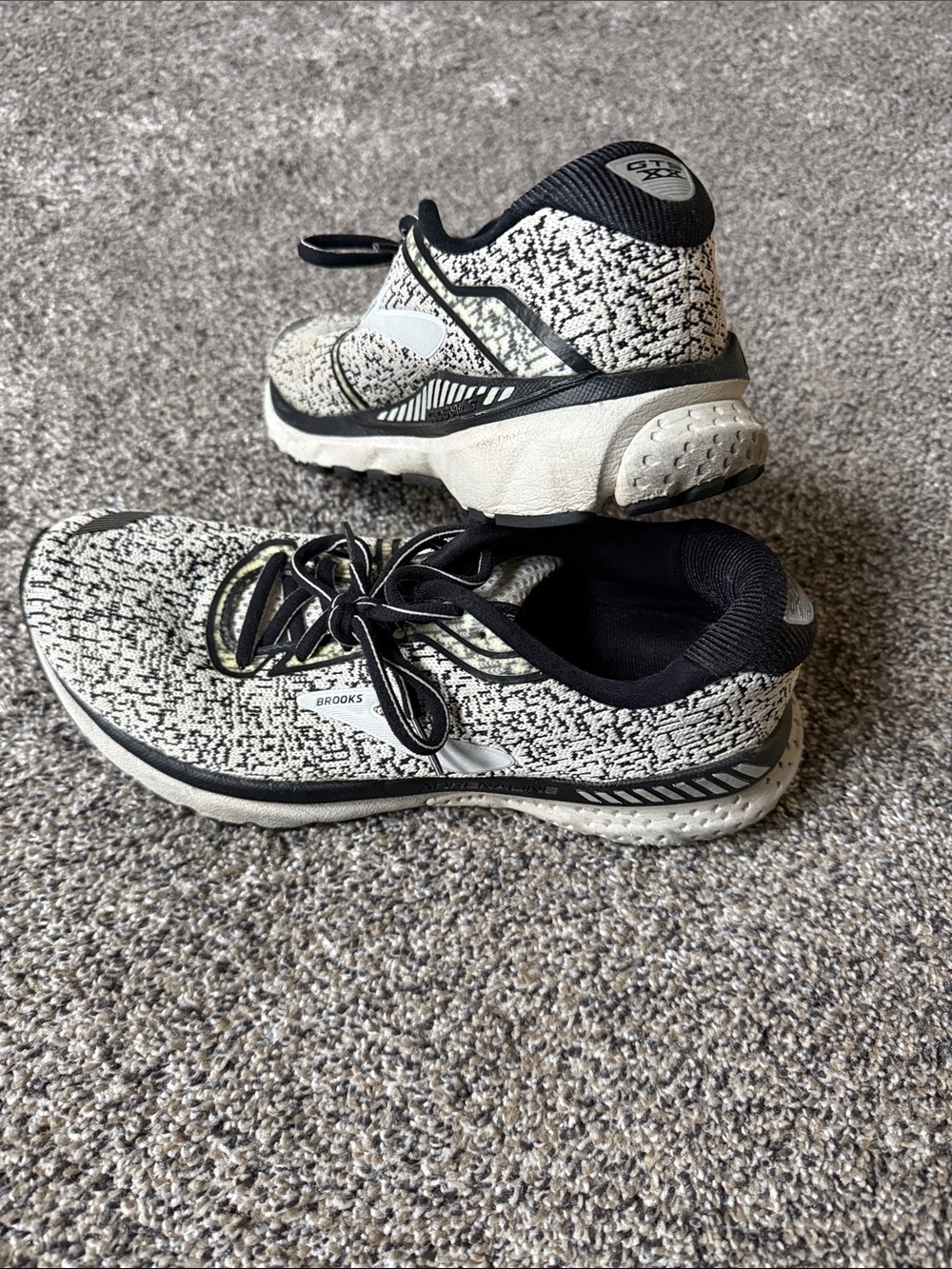 Brooks Black and White Knit Running Shoes